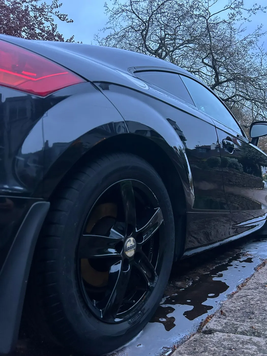 Black Audi TT wheel and tyre after cleaning
